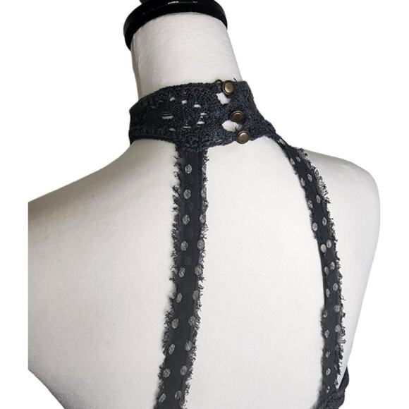 Free People Mandolin Crochet High Neck Tank Top‎ Charcoal Size S - Picture 6 of 9